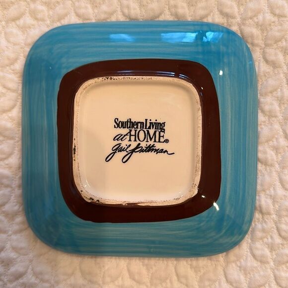 GAIL Pittman Brio Pattern Southern Living At Home 5 5/8” Square Appetizer Plate - Picture 2 of 4